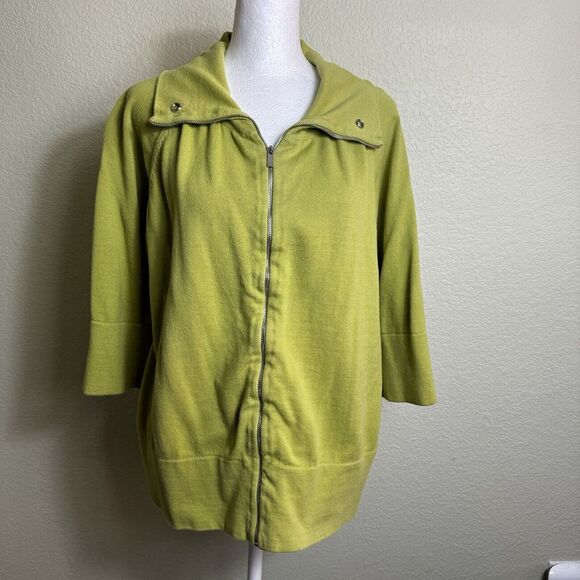 Jones‎ New York Women's Sweater Cardigan Short Sleeve  Full Zip XL Green - Picture 1 of 9